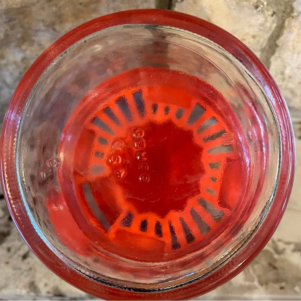 Vintage Gemco Juicer Heavy Duty Reamer & Strainer Glass Container Orange Top USA